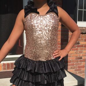 Gold and Black Sequined Dance Costume